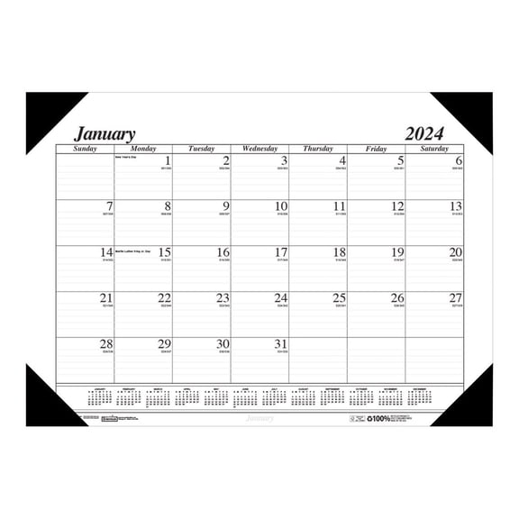 House of Doolittle Recycled Workstation Monthly Desk Pad Calendar 18.5x13 2024
