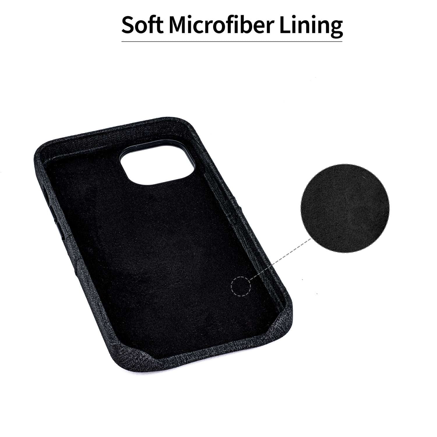 Dockem Card Case for iPhone 14 with Built-in Metal Plate for Magnetic Mounting & 2 Pockets: Luxe M2 (Black)