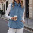 thumbnail image 2 of Nfurl Sherpa Fleece Vests for Women Sleeveless Jackets with Pockets Trendy Casual Fitted Zipper Front Fall Winter Outerwear Vest Blue,L, 2 of 7