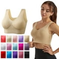 thumbnail image 2 of Women Bras Large Size Solid Underwear Wireless Thin Breathable Sports Yoga Bra No Binding Bralette Sports Bras Blue XXXXL, 2 of 3