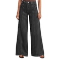 thumbnail image 5 of Women's Jeans Wide Leg High Waist Denim Pants with Front Seam Detail Pockets Trendy Casual Trousers (XL, Black), 5 of 8