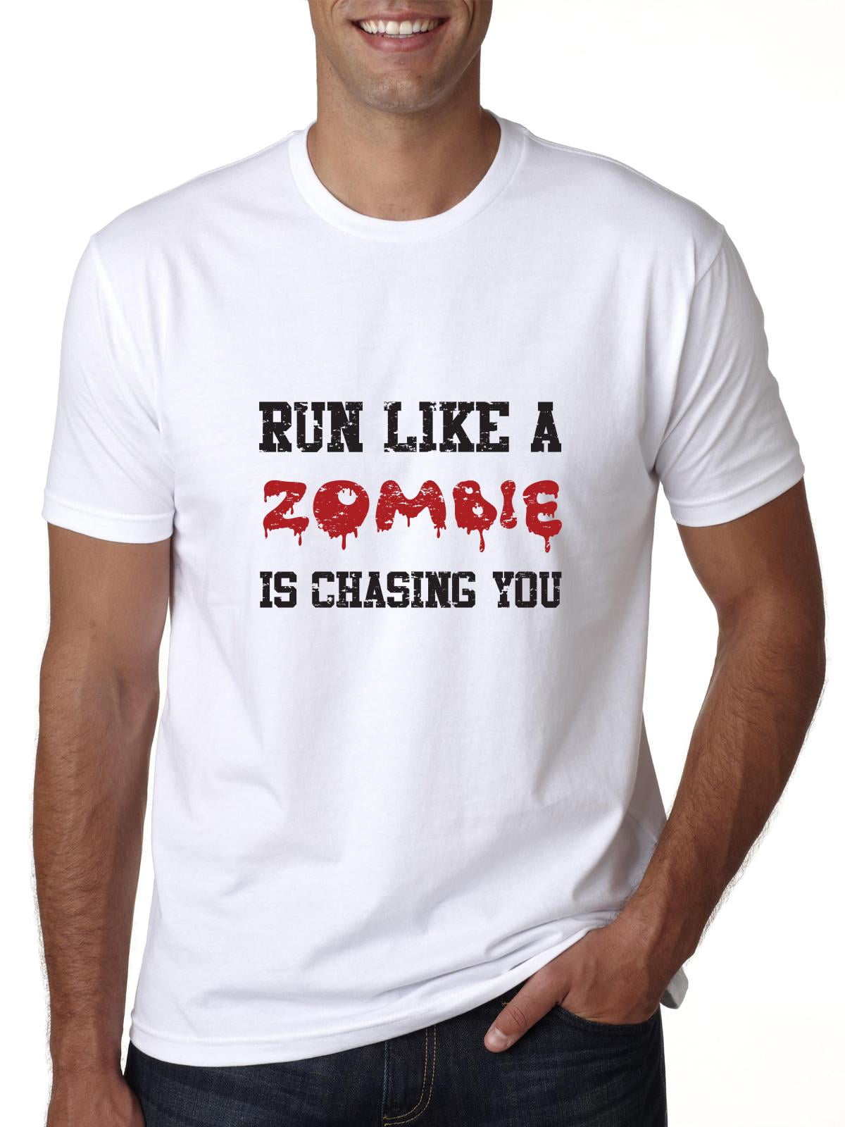 Mens Long Sleeve Cotton Hoodie Run Like Zombies are Chasing You Sweatshirt