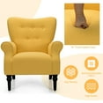 thumbnail image 6 of Gymax Set of 2 Modern Accent Chairs w/ Tufted Back & Rubber Wood Legs Yellow, 6 of 9