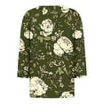 thumbnail image 4 of CYMMPU Floral Printed V Neck Blouses for Women Dressy Casual Spring Tops 3/4 Sleeve Fall Trendy Shirts Tunic Tops Loose Fit Business Elegant Work Tops T-Shirts Multicolor M, 4 of 5