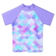 thumbnail image 2 of BAOHULU Girls Printed Short Sleeve Swimsuits Kids Rash Guard Two Pieces UPF 50+ Swimwear, 2 of 5