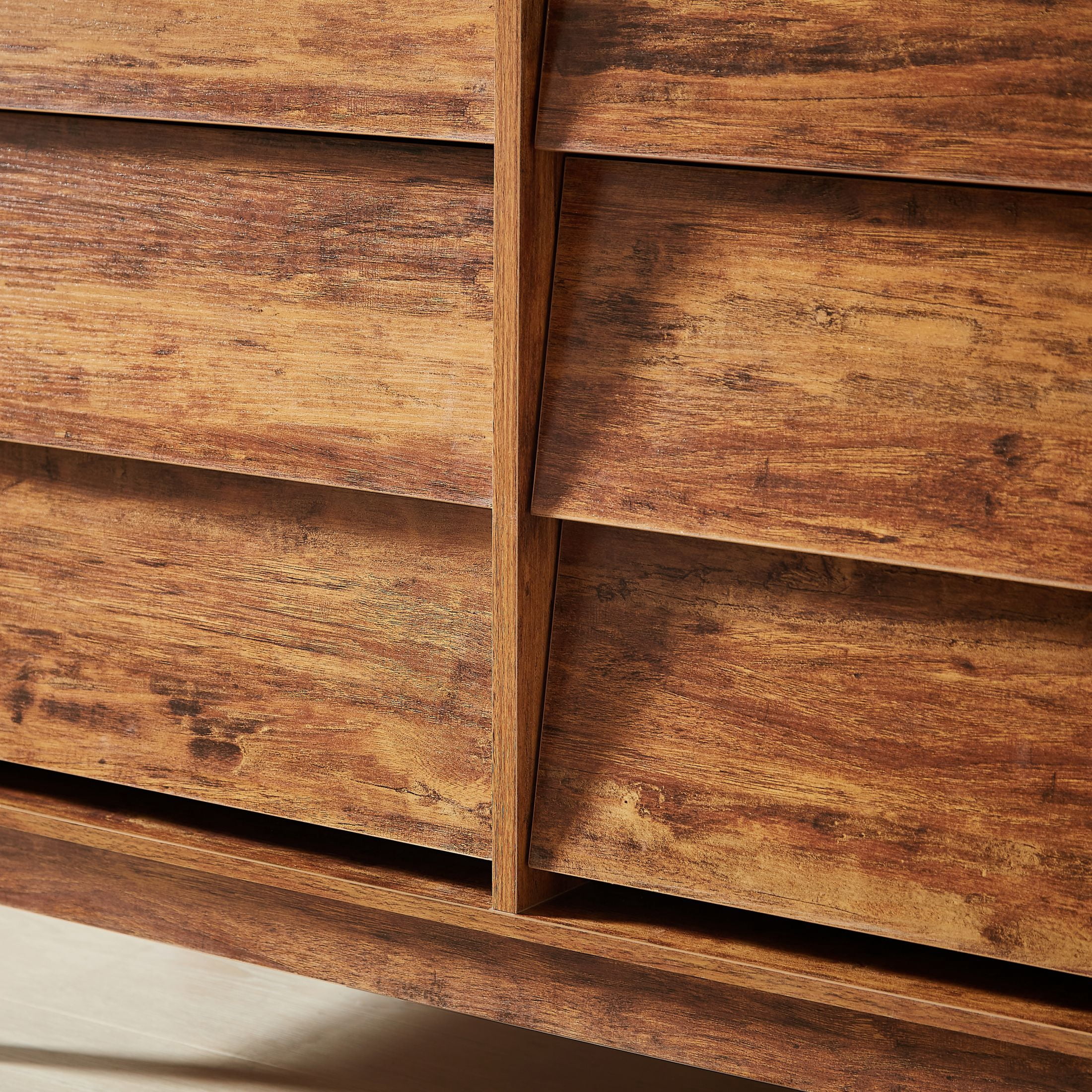 DEALTOPS Vintage Dresser with 6 Drawers in Bevel Design, Versatile Spacious Storage Cabinet, Antique Walnut