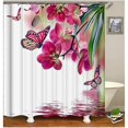 thumbnail image 1 of Cortina de Ducha Blanca Foohvr Floral Rosa 180 x 200 cm Poliéster Antimoho, 1 of 5