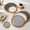 Dark gray, variant on 2. Title: Natural Rattan Round Woven Placemat, Cotton Rope Spliced Heat Insulation Table Mat, Nordic Style Decorative Coaster for Dining Table and Kitchen