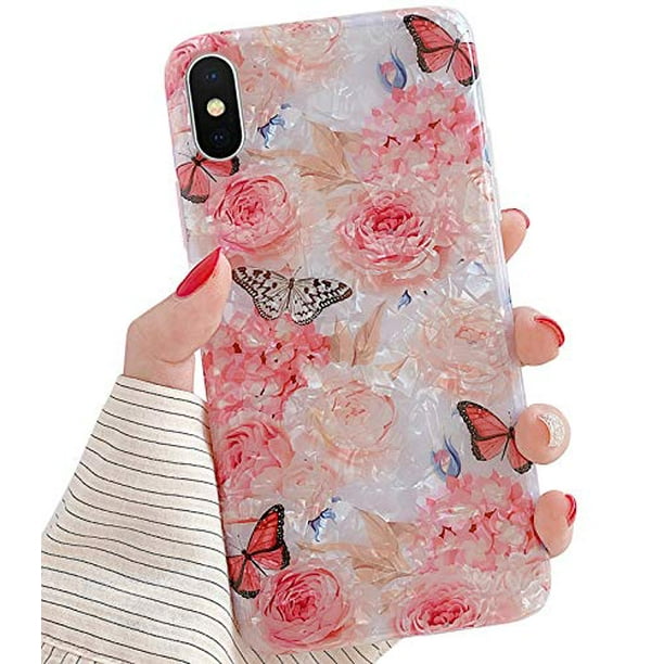 Qokey Case For Iphone Xr Iphone Xr Cases For Girls Women Cute Flower Pattern Crystal Clear Soft Bumper Lightweight Tpu Anti Scratch Shockproof Phone Cover For Iphone Xr 6 1 Inch Rose Butterf Walmart Com