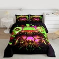 thumbnail image 2 of Gaming Queen Comforter Set - Gamer Comforter Queen Size Bedding Set, Gothic Giant Spider Green Yellow Purple Gamer Room Decor, 2 of 7