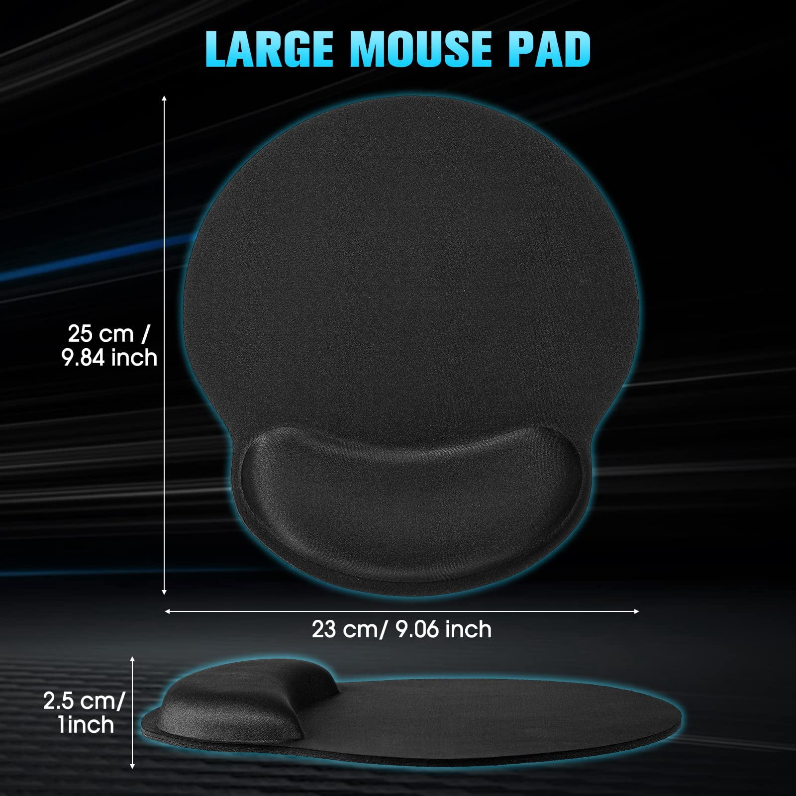 8 Pack Mouse Pad With Wrist Rest Support Gel Memory Foam Mousepad Comfortable Computer For Relief(black)