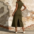 thumbnail image 3 of Bnwani Bodycon Dresses for Women,Women Summer Dresses,Mock Neck,Back Slit,Casual,Sleeveless,Army Green,L, 3 of 6