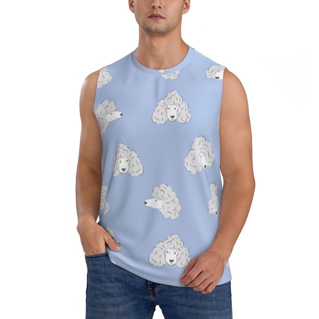 Balery Cute Poodle Dog Camisetas sin mangas para hombre, absorbe la humedad y protege contra el mal olor.-Small