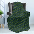 thumbnail image 4 of Wave Soft Flannel Fleece Blanket, Abstract Chevron Zigzag Inspired Geometric Motif Depiction in Vibrant Colors, Cozy Plush for Indoor and Outdoor Use, 50" x 60", Indigo Apple Green, by Ambesonne, 4 of 5