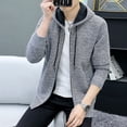 thumbnail image 4 of BXINGOHAI Mens Hoodies Knit Sweater, Full Zip Fleece Cardigan Sweaters Casual Slim Fit Knit Hooded Men Sweater Jacket Sale Gray,XL, 4 of 5