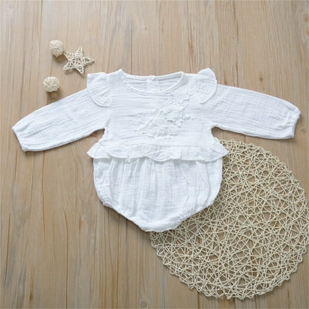 

NIUREDLTD Babys Girls Boys Solid Spring Winter Flower Long Sleeve Romper Bodysuit Clothes