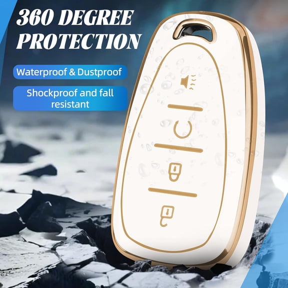 Key Fob Cover Compatible with Chevrolet Equinox Bolt Trax Sonic Blazer Trailblazer Traverse Cruze Keychain Case Holder Protector,Gold-White