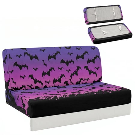 FUIALDOLG Gradient Bat Print Stretch Anti-Slip Elastic RV Sofa Bed Cover Compatible with Camper Motorhome 2 Piece RV Dinette Cushion Covers