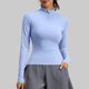 thumbnail image 4 of Tops de Cuello Alto para las Mujeres Respirable Running Fitness Yoga Top de Manga Larga, Pantalones Cortos Y Set Superior para las Mujeres Que Coinciden con Ropa Deportiva, 4 of 7