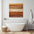 thumbnail image 3 of Farmhouse Burnt Orange Brown Wall Art Painting on Canvas, Vintage Wooden Striped Canvas Art Home Prints Wall Art Framed Modern Artwork for Living Room Bedroom Wall Decor 20x20in, 3 of 9