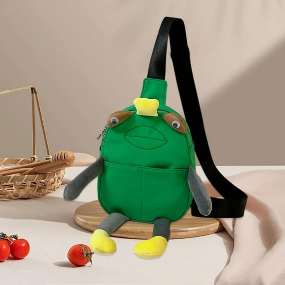 Bolso bandolera de peluche con forma de animal, para exteriores, portátil, informal, de dibujos animados, para viajes Verde