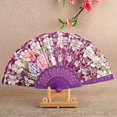 thumbnail image 2 of Paokuoon Delicate Flower Pattern Fan Folding Hand Fans Lightweight Elegant Floral Pattern Decorative Supply for Wedding Party, 2 of 8
