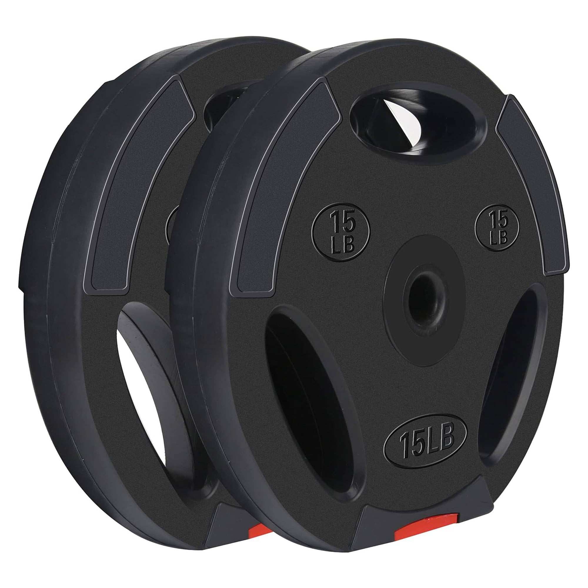 Open Box Signature Fitness Standard 15lb Coded Olympic Weight Plate, Black(2pc)
