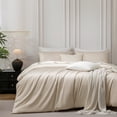 thumbnail image 5 of MooMee Duvet Cover Set Queen 600-TC 100% Extra Long-Staple Cotton Sateen Silky Smooth Luxury (Beige), 5 of 8