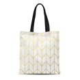 thumbnail image 1 of NUDECOR Canvas Tote Bag Pattern Gold Chevron Modern Chic Contemporary Elegant Geometric Classic Reusable Handbag Shoulder Grocery Shopping Bags, 1 of 1