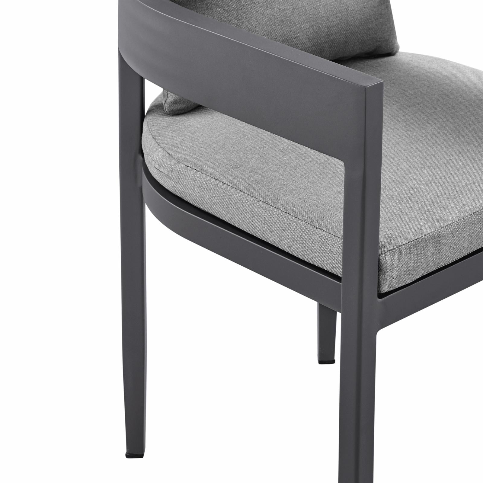 Armen Living Armen Living Argiope Fabric 19" Patio Dining Chairs in Black/Gray (Set of 2)