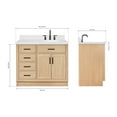 thumbnail image 4 of Ariel Hepburn 42 Inch Single Oval Sink Bathroom Vanity With Carrara White Quartz Countertop 1.5 Inch Edge In Oak, 4 of 10
