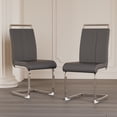 thumbnail image 5 of Modern Dining Chairs,PU Faux Leather High Back Upholstered Side Chair with C-shaped Tube plating Metal Legs for Dining Room Kitchen Vanity Patio Club Guest Office Chair (Set of 4) (Grey+PU Leather), 5 of 9