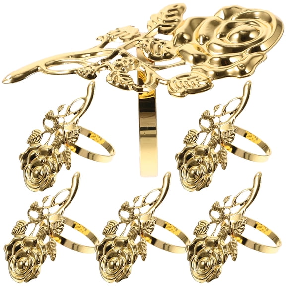 Raindrops 6Pcs Flower Shape Napkin Ring Decor for Mother's Day and Valentine's Day