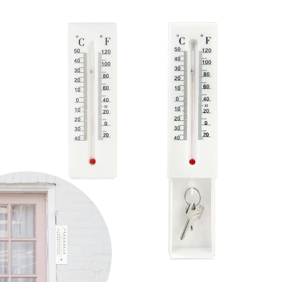 Willorana 2 Pcs Key Hider Outdoor Decorative,Thermometer Shaped Decorative Hide A Key,Keys safe,for Storing House Keys and Coins