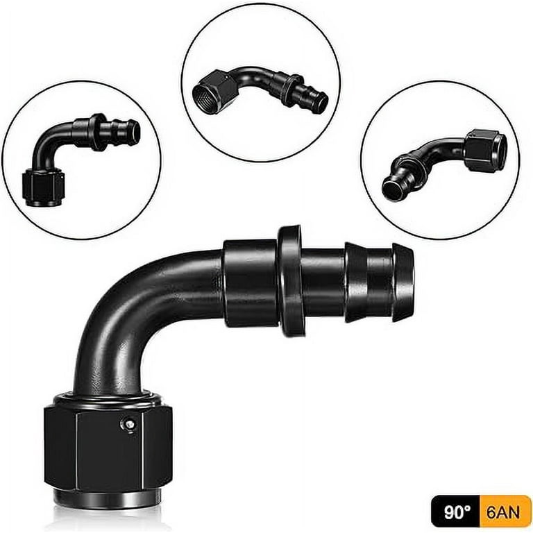 AN -6 (6AN AN6) 180 Degree 8mm 5/16" Barb Push On Hose Fitting In Black - Foto 12