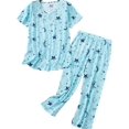 thumbnail image 4 of Conjunto Informal De 2 Piezas Con Estampado Gráfico, Camiseta De Manga Corta Con Cuello En V Y Lindos Pantalones Elásticos, Ropa De Mujer, 4 of 4