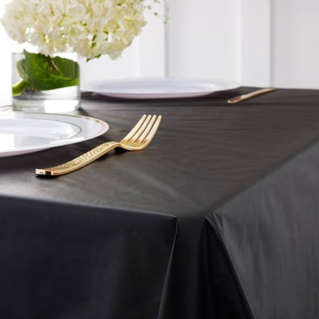Celebrate It Black Plastic Table Cover Roll, 40" x 100ft, 12-Pack
