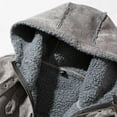 thumbnail image 5 of ohmzyzo Men's Jackets Casual Stylish Cargo Hooded Jacket Fleece Lined Sherpa Winter Warm Coats Jacket with Pockets Gray M, 5 of 8