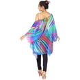 thumbnail image 3 of LA LEELA Women's Chiffon Summer Tropical Beach Loose Casual Bikini Tops Swimwear Cover up Kimono Beachwear Duster Cardigans for Women L-XL Colorful, Chevron Stripes, 3 of 5