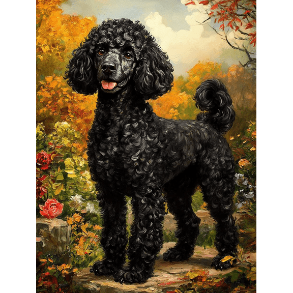 DIY Black Poodle Diamond Painting 12x16 Inch, Full Round Drill Kits Mosaic Art for Adults Relax & Home Wall Decor Festival Gift 969