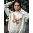 thumbnail image 2 of Colorful Flower Butterfly Sweatshirt Womens -Smartprints Designs, Female Casual Fit, 2 of 4