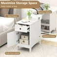 thumbnail image 6 of GOFLAME Flip Top End Table with Charging Station, Modern Side Table with Drawer, Storage Cabinet, USB Ports & Outlets, Narrow Nightstands for Small Spaces, Living Room, Bedroom, White, 6 of 9