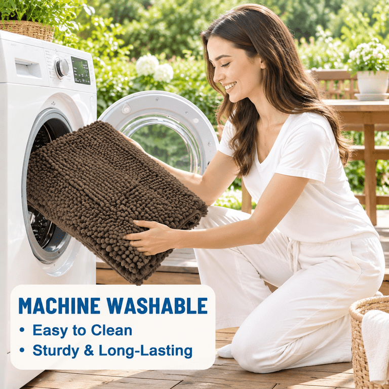 Chenille Bathroom Rugs 24x16 Soft Absorbent Bath Mats Camel - Walmart.com