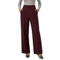 thumbnail image 6 of Miluxas Women's High Waisted Wide Leg Dress Pants Solid Straight Leg Pleated Trousers with Pockets for office Business Casual Wine, 6 of 8