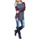 thumbnail image 4 of Camiseta de mujer, cuello redondo, manga larga, empalme a cuadros, camiseta informal, cuadros rojos, S Methold  AP000777-01, 4 of 7