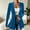 Blue, variant on Women's V Neck Velvet Single Button Blazer Jacket, Long Sleeve Slim Flared Hem Casual Suit Coat for Spring Fall Office Daily Layering
