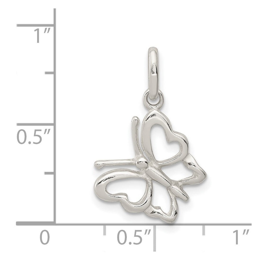 925 Sterling Silver Polished Butterfly Angel Wings Charm 15.7x14.3mm Wide Pendant Necklace for Women