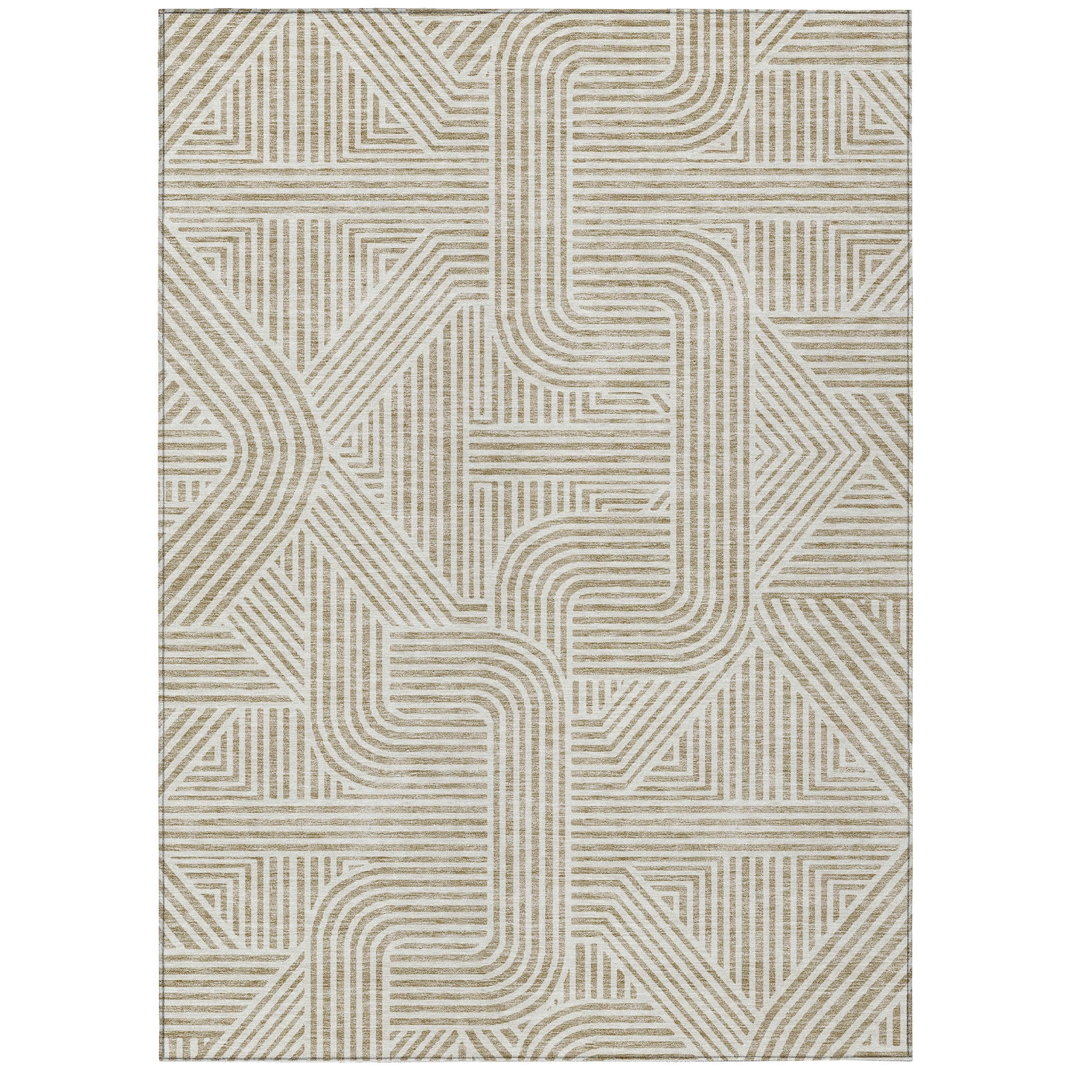 Addison Rugs Chantille Indoor/Outdoor Transitional Lines Beige Washable Rectangle Rug, 8' x 10'