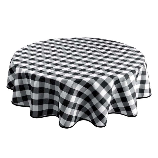 Moocorvic Christmas Round Tablecloth 47Inch Plaid Tablecloth Merry Christmas Snowflake Tablecover Waterproof Wipeable Table Cloth for Kitchen/Home Decoration