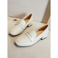thumbnail image 4 of Frontwalk Ladies Flats Low Top Loafers Slip On Leather Shoes Work Fashion Pumps Womens Square Toe Heels Shoe Apricot 5, 4 of 9